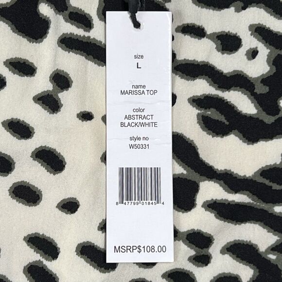 W118 Walter Baker Top Blouse Womens L Multi Tie Front Animal Print Boat Neck NWT - Picture 5 of 17